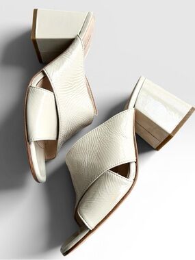 Kate Spade Venus Block Heel Sandals White Patent Leather- Sz 9